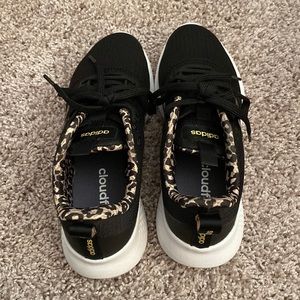 Adidas Cloudfoam Super, black and cheetah, size 7.5 (runs more like an 8)